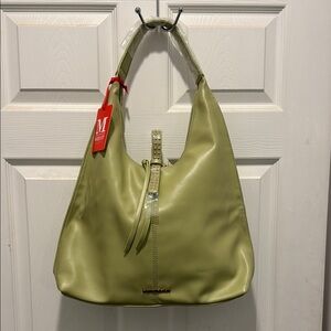 Green Hobo Bag with Minimalist Design and‎ Relaxed Silhouette